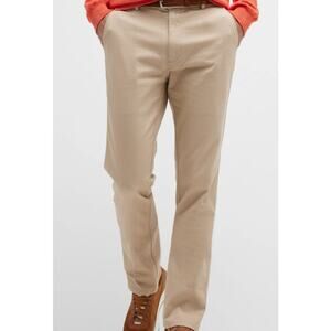 Peter Millar Men Crown Pilot Flat Front Trousers Twill Chino Pants Size 44 Khaki